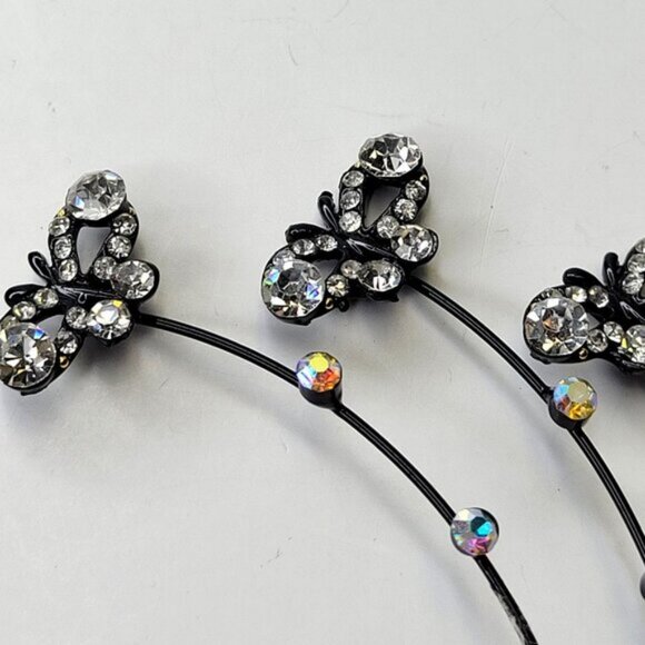 Crystal Studded Butterfly Hair Comb Wedding HairComb Bridal HairClip - Picture 5 of 10
